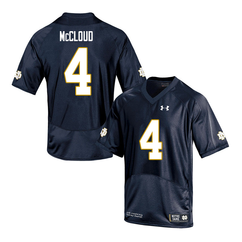 Men's NCAA Notre Dame Fighting Irish #4 Nick McCloud Stitched College Under Armour Authentic Navy Football Jersey NM10Q05AO